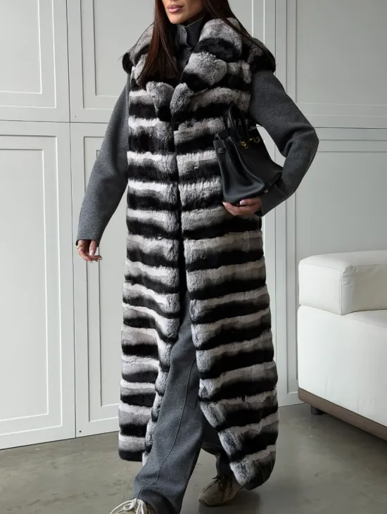 Меховой жилет из шиншиллового кролика - фото 3