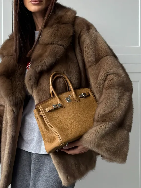 Куртка из меха норки - воротник куница - фото 3