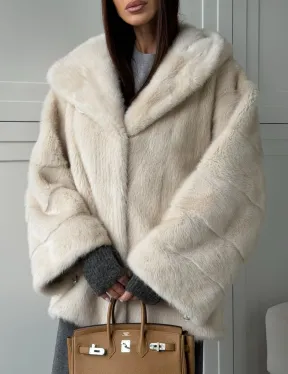 Норковый полушубок с капюшоном кобра - фото 4