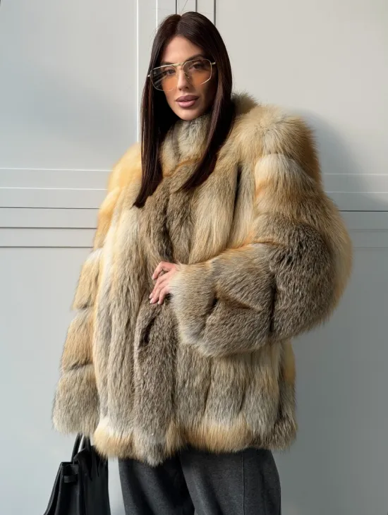 Полушубок из лисы - рукава косички - фото 10