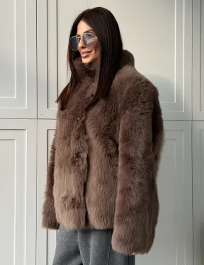 Дубленка из тосканы цвет taupe - фото 7