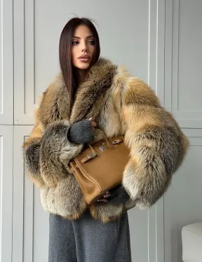 Женская шуба из лисьего меха Golden Edged Fox - фото 12