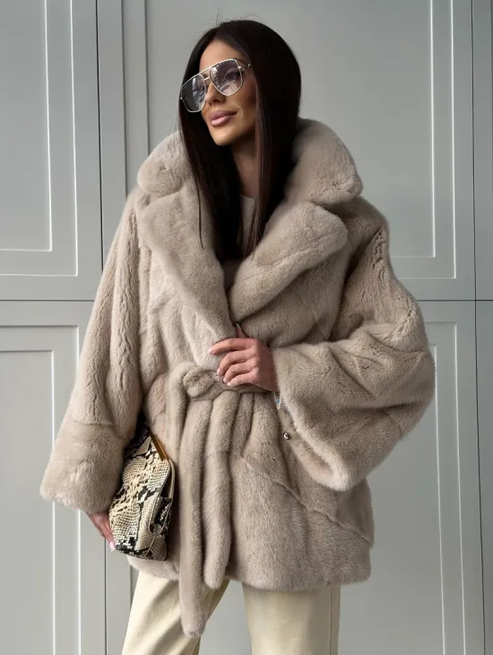 Зимняя норковая шуба фасона «летучая мышь» - фото 11