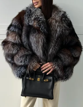 Шуба из меха блюфрост - воротник английский - фото 3