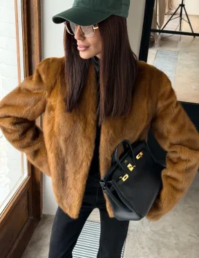 Меховой жакет из золотой норки - фото 3