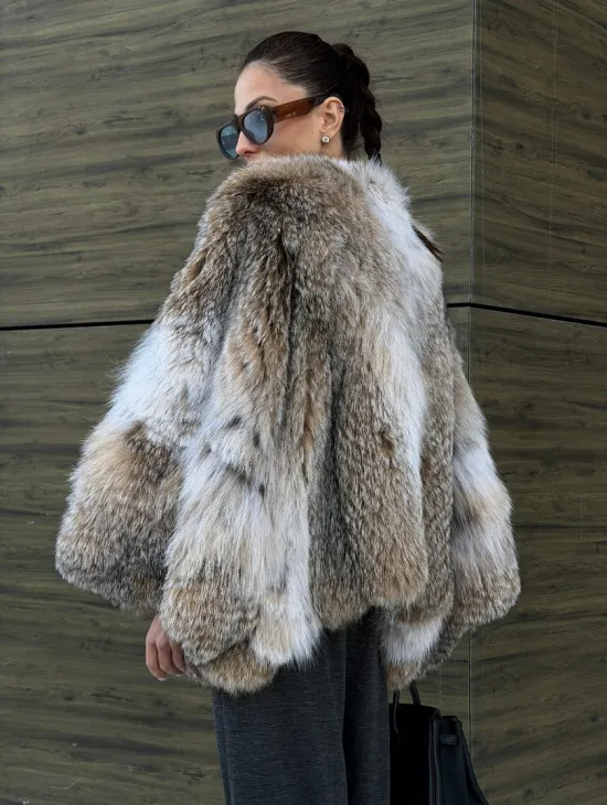 Шуба - летучка из меха рыси - фото 7