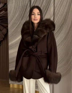 Пальто с мехом песца под соболь - фото 15