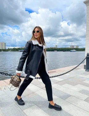 Черный авиатор на белой овчине - фото 3