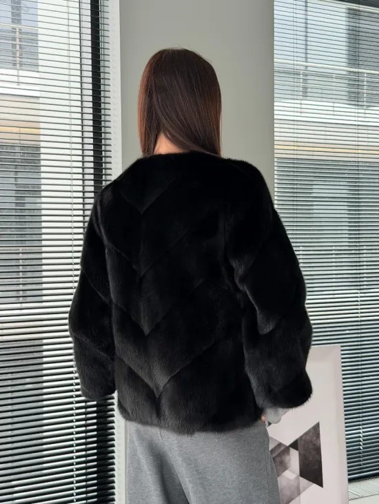 Норковый жакет - цвет черный - фото 11