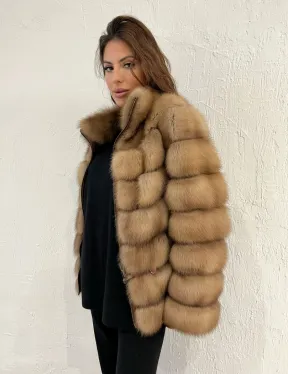 Шуба из меха куницы на молнии - фото 6