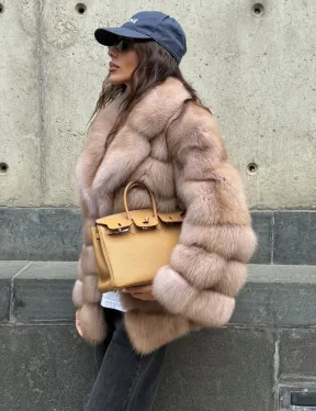 Шуба из меха куницы - цвет Tortora - фото 7