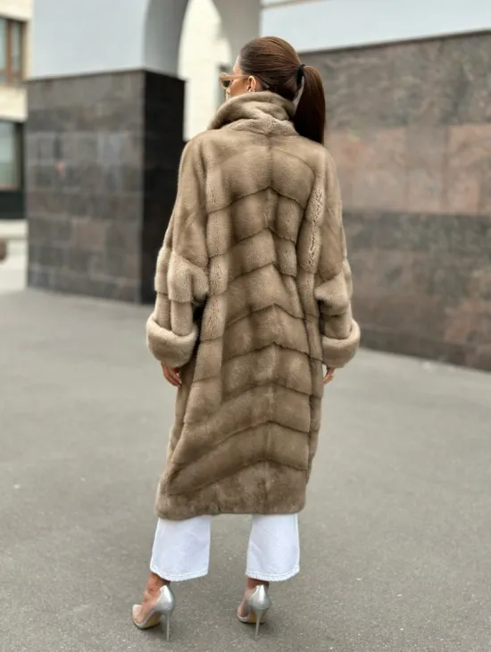 Норковая шуба в цвете пастель - аукционная норка - фото 3