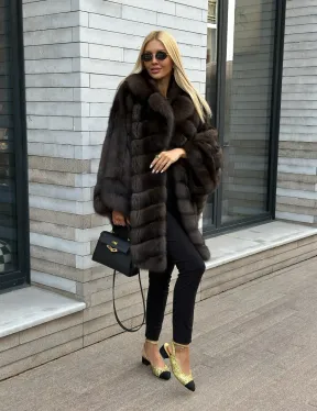 Шуба из натурального меха баргузинского соболя (седина 2) - фото 4