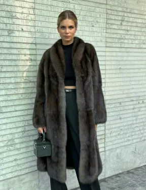 Классическое пальто из меха соболя седина 1/2 - фото 3