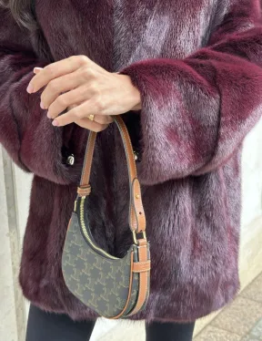 Женская норковая курточка - цвет бордо - фото 1